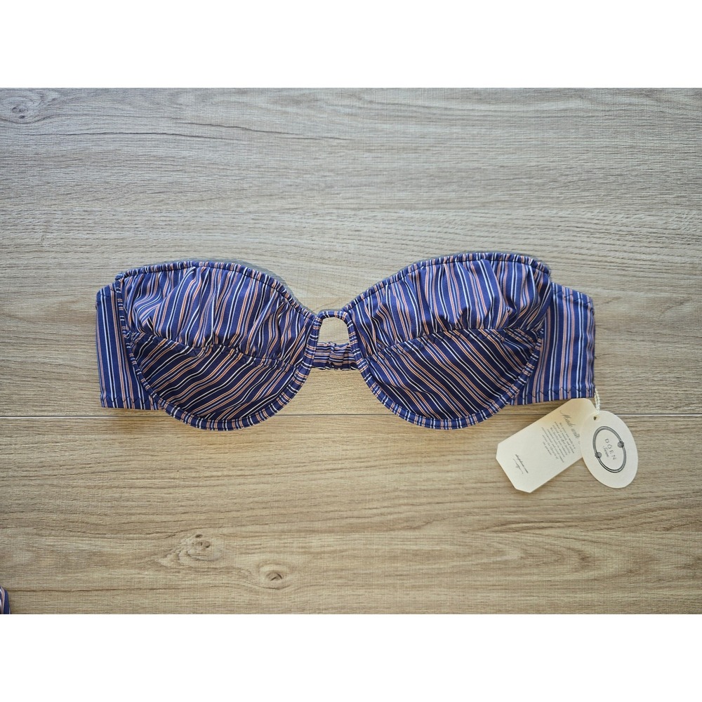 NWT DOEN Women Oceania Bikini set XXL San Marino Stripe Bandeau Underwire Swim - Picture 3 of 10